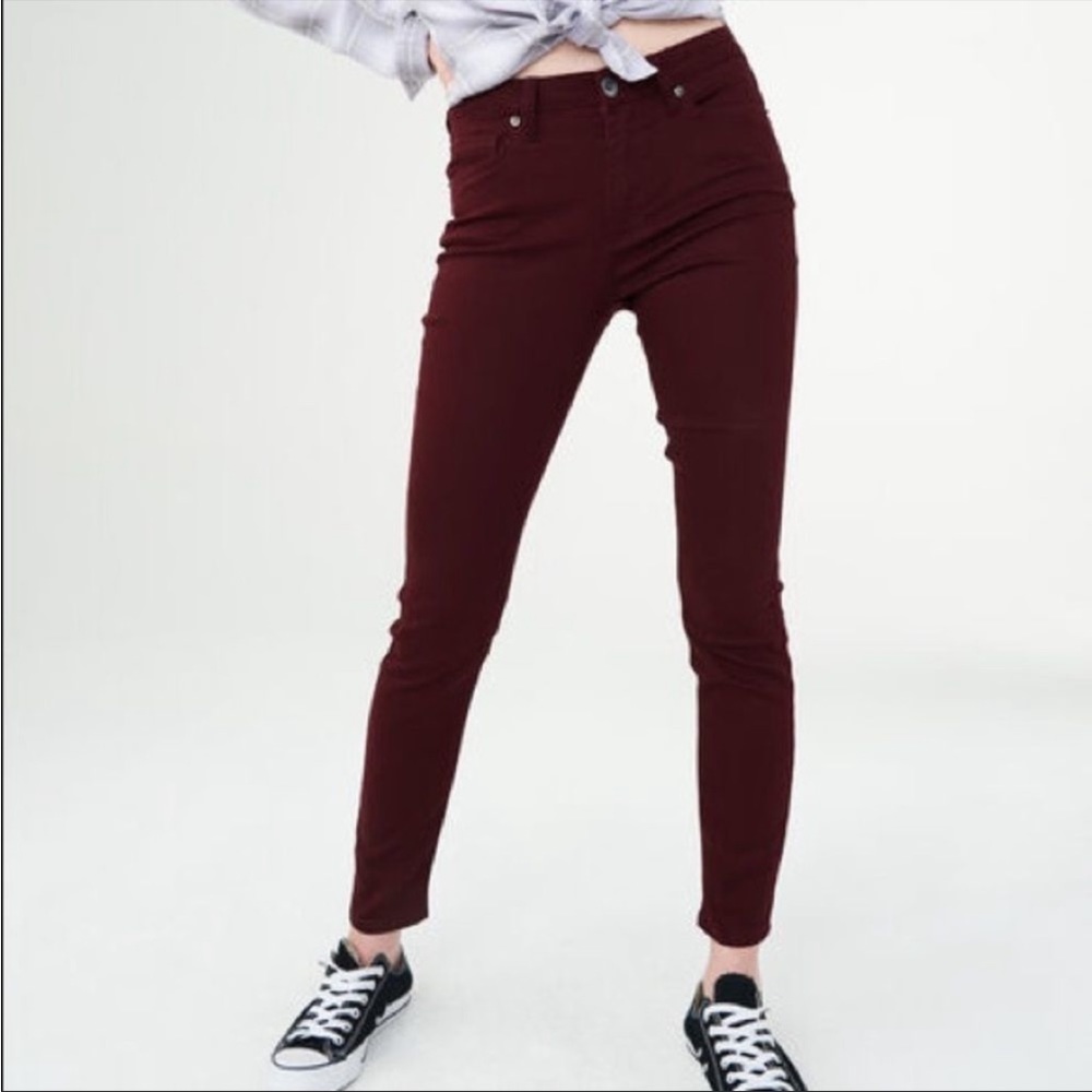 Aeropostale maroon stretch high waisted Jeggings Suze 8